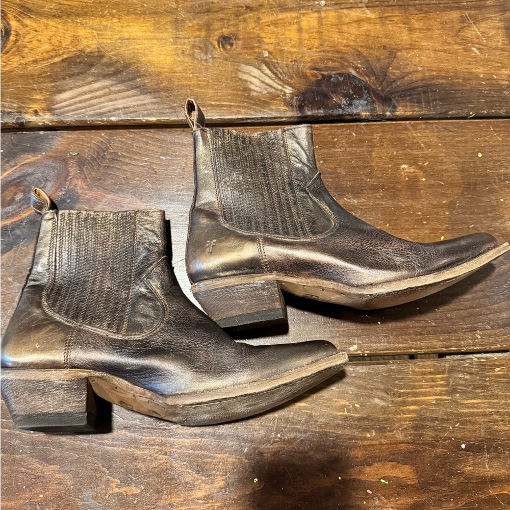 Frye Metallic Leather Ankle Booties